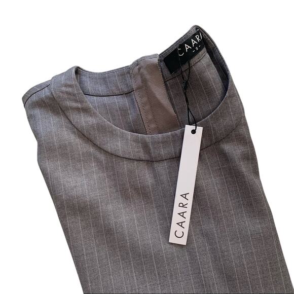 Caara Women's Alfie Dark Academia Silver Gray Pinstripe Blouse Top Size Small - Picture 11 of 12